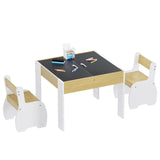 3-Piece Kids Table and Chairs Set in White with Storage, 60x60x48cm - Extra Image