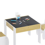 3-Piece Kids Table and Chairs Set in White with Storage, 60x60x48cm - Extra Image