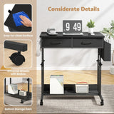 Small Portable Black Rolling Standing Desk with Wheels 80 x 48cm - Front View
