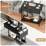 Small Portable Black Rolling Standing Desk with Wheels 80 x 48cm - Side View