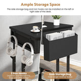 Small Portable Black Rolling Standing Desk with Wheels 80 x 48cm - Rear View