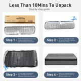 Double Mattress 30CM Thick Medium Firm Pocket Springs Euro Top Memory Foam in Grey - 45-Degree Angle