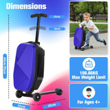Kids 2-in-1 Foldable Scooter Suitcase Ride-On Luggage in Deep Blue, 37L Capacity - Close-Up Angle