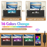 140cm Black LED TV Cabinet Entertainment Unit with Power Outlets - Front View