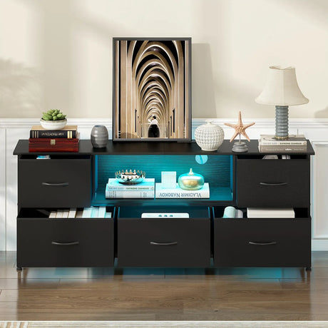 140cm Black LED TV Cabinet Entertainment Unit with Power Outlets, image 4