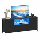 140cm Black LED TV Cabinet Entertainment Unit with Power Outlets - Close-Up Angle