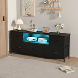 140cm Black LED TV Cabinet Entertainment Unit with Power Outlets - Extra Image