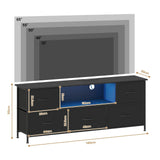 140cm Black LED TV Cabinet Entertainment Unit with Power Outlets - Extra Image