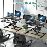 Height Adjustable Black Laptop Riser Desk with Two-Tier Design, 80x40cm - Front View