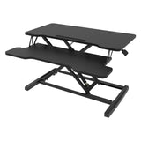 Height Adjustable Black Laptop Riser Desk with Two-Tier Design, 80x40cm - Close-Up Angle