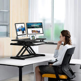 Height Adjustable Black Laptop Riser Desk with Two-Tier Design, 80x40cm - Extra Image