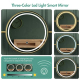 Dressing Table Stool Set in White & Gold with LED Lights and Charging Station - 45-Degree Angle