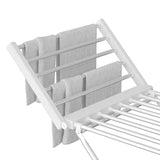 White 220W Electric Heated Towel Rack in Silver with 20 Bars for Fast Drying - 45-Degree Angle