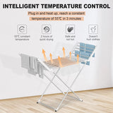 White 220W Electric Heated Towel Rack in Silver with 20 Bars for Fast Drying - Rear View