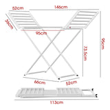 White 220W Electric Heated Towel Rack in Silver with 20 Bars for Fast Drying - Close-Up Angle