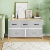 Black Chest of 5 Drawers Storage Cabinet Dresser Unit for Living Room or Bedroom - Rear View