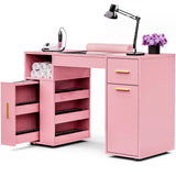 Pink Manicure Table with Electric Dust Collector and Storage, 108x45x77cm - Close-Up Angle