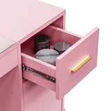 Pink Manicure Table with Electric Dust Collector and Storage, 108x45x77cm - Low Angle