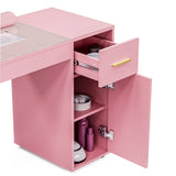 Pink Manicure Table with Electric Dust Collector and Storage, 108x45x77cm - Extra Image