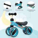 Baby Balance Bike for Toddlers 1-2 Years, Blue, 47x20x37.5cm, 4 Wheels - Rear View