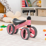 Baby Balance Bike in Pink for Toddlers Aged 1-2 Years with 4 Wheels, 47x20x37.5cm - Front View