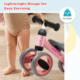 Baby Balance Bike in Pink for Toddlers Aged 1-2 Years with 4 Wheels, 47x20x37.5cm - Top-Down View