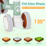 Green Baby Balance Bike with LED Lights, 4 Wheels, Lightweight Design for Toddlers - Front View