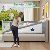 Adjustable Grey Baby Bed Rail Guard for Toddler Cot - 180x200cm - Rear View