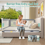 Adjustable Grey Baby Bed Rail Guard for Toddler Cot - 180x200cm - Close-Up Angle