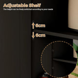 Kitchen Island Cart on Wheels with Charging Station, Black, 83x38x82cm - 45-Degree Angle