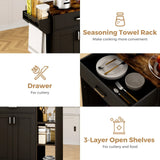 Kitchen Island Cart on Wheels with Charging Station, Black, 83x38x82cm - Close-Up Angle
