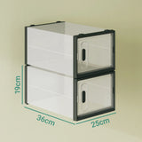 12-Piece Stackable Shoe Storage Box Organiser in Transparent and Black, 36x25x19cm - Close-Up Angle