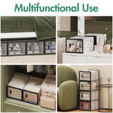 12-Piece Stackable Shoe Storage Box Organiser in Transparent and Black, 36x25x19cm - Extra Image