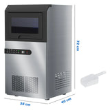 Portable Commercial Ice Maker Machine, Stainless Steel, 45KG/24HR, Silver - Front View