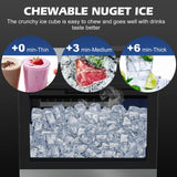 Portable Commercial Ice Maker Machine, Stainless Steel, 45KG/24HR, Silver - Rear View