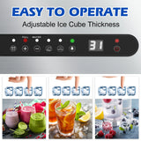 Portable Commercial Ice Maker Machine, Stainless Steel, 45KG/24HR, Silver - Close-Up Angle