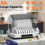 32L Black Countertop Steriliser Cabinet with Hot Air Drying Technology - 45-Degree Angle