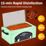 High Temperature Black Nail Tool Sterilizer Dry Heat Disinfection Cabinet 33x19x15cm - Front View