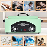 High Temperature Black Nail Tool Sterilizer Dry Heat Disinfection Cabinet 33x19x15cm - 45-Degree Angle