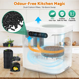 4L Electric Composter in White for Kitchen Food Waste Recycling - Top-Down View