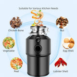 550W Food Waste Disposer with AU Plug, 4000RPM, Black, Stainless Steel for Kitchen - 45-Degree Angle