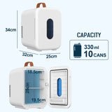 10L Mini Fridge Portable Cooler and Warmer in White for Home, Car, and Camping - Low Angle