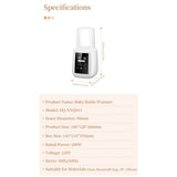 Baby Bottle Warmer Black with LCD Display, Timer, and Adjustable Temperature Control - Rear View