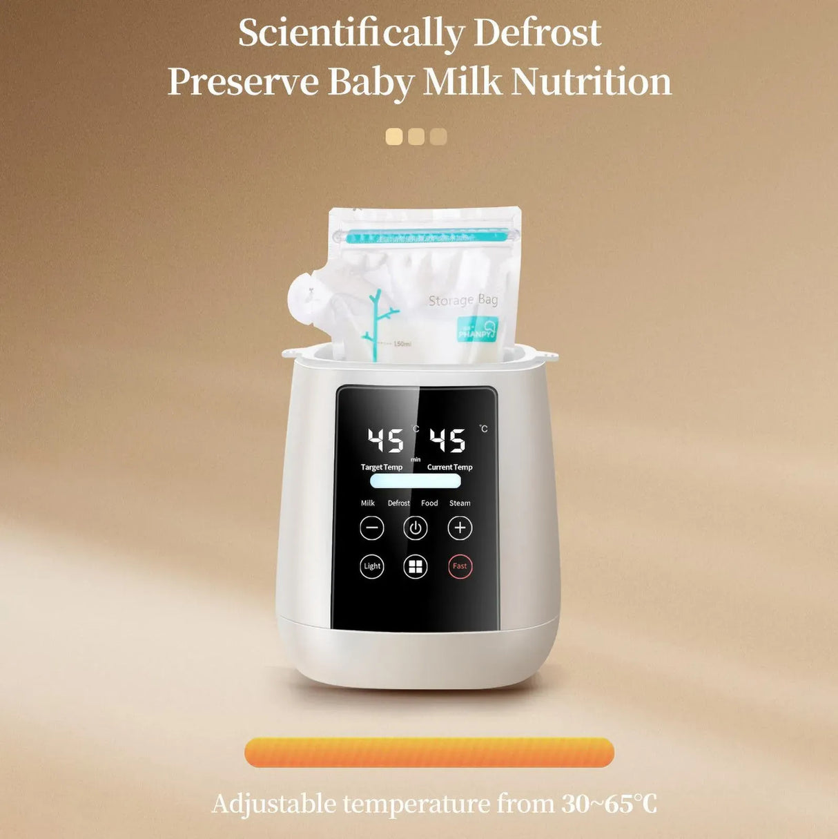 Baby Bottle Warmer Black with LCD Display, Timer, and Adjustable Temperature Control