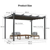 2.7 x 4 M Grey Outdoor Retractable Pergola for Patio - Rear View