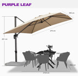 2.7x3.5m Grey Patio Cantilever Umbrella with 360-Degree Rotation - Rear View
