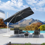 Grey 3m x 4m Cantilever Outdoor Umbrella with 360-Degree Rotation