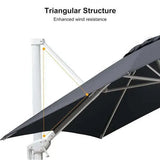 Grey 3m x 4m Cantilever Outdoor Umbrella with 360-Degree Rotation - Side View