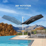 Grey 3m x 4m Cantilever Outdoor Umbrella with 360-Degree Rotation - Top-Down View