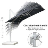Grey 3m x 4m Cantilever Outdoor Umbrella with 360-Degree Rotation - Low Angle